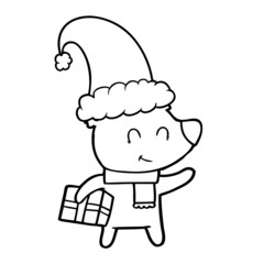 female polar bear with christmas present