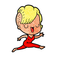 cute cartoon girl with hipster haircut