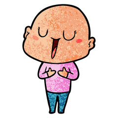 happy cartoon bald man
