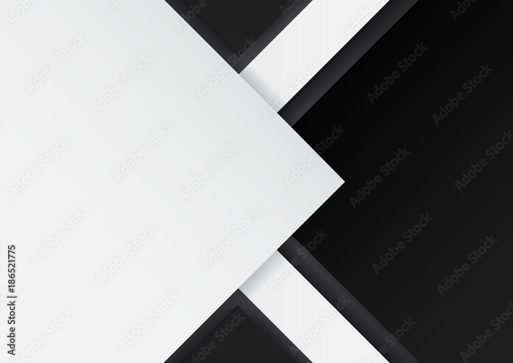 Poster abstract white and black arrows on black background with paper art style.for business template.vecto