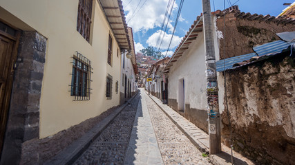Narrow street in Cusco old town neighbourhood, Peru
