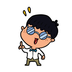 cartoon clever boy with idea
