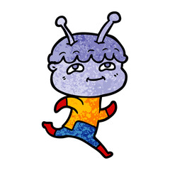friendly cartoon spaceman running