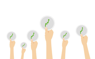 Hände halten Pfeil nach oben