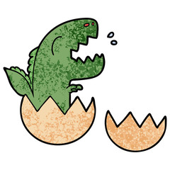 cartoon dinosaur hatching from egg