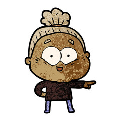 cartoon happy old woman