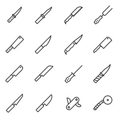 Knife icons collection. Collection of combat knives and survival knives