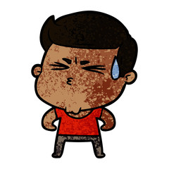 cartoon man sweating