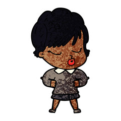 cartoon woman with eyes shut