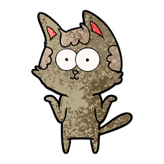 happy cartoon cat shrugging;shoulders
