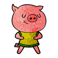 happy cartoon pig