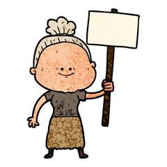 cartoon happy old woman