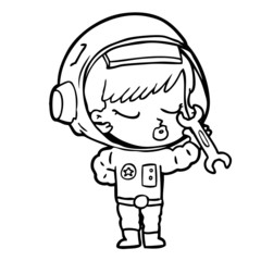 cartoon pretty astronaut girl