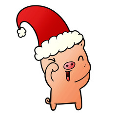 happy cartoon christmas pig