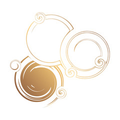 Abstract gold round template for the logo. Blobs for creating banners, design of products, posters and flyers. Twisted icon. Dynamic symbol.