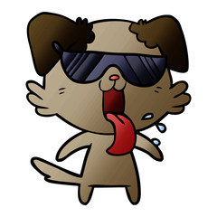 cartoon panting dog in sunglasses