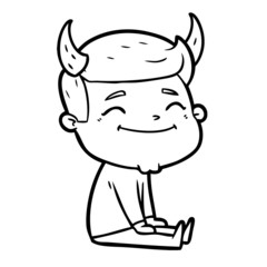happy cartoon man with devil horns