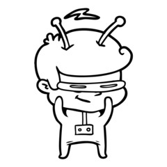 shy cartoon spaceman