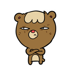 Fototapeta premium cartoon annoyed bear with arms crossed