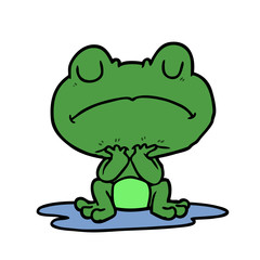cartoon frog in puddle