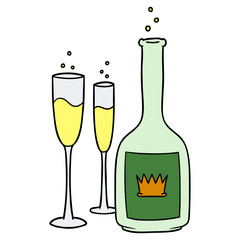 cartoon champagne