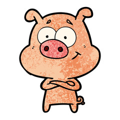 happy cartoon pig