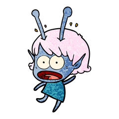 cartoon shocked alien girl