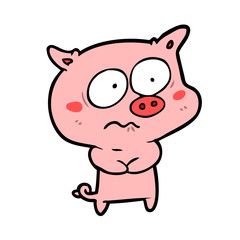 cartoon nervous pig