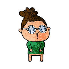 cartoon woman wearing spectacles