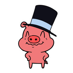 nervous cartoon rich pig