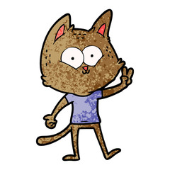 cartoon cat giving peace sign