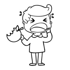 cartoon shouting man with bad tooth