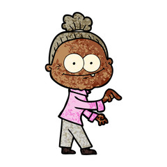 cartoon happy old woman