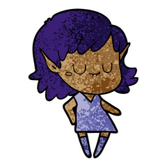 happy cartoon elf girl wearing dress