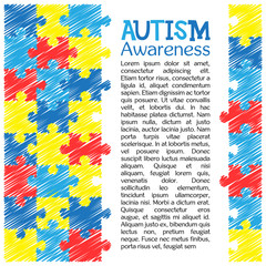 World autism awareness day. Colourful puzzle vector design hand drawn background. Symbol of autism. Sketch. Medical flat illustration. Health care