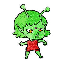pretty cartoon alien girl