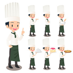 男性シェフのイラスト画像セット
