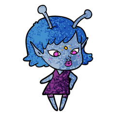 pretty cartoon alien girl