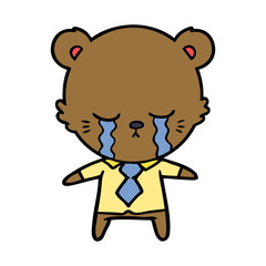 crying business bear cartoon character