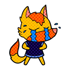 sad little fox cartoon character