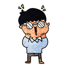 cartoon happy boy wearing spectacles