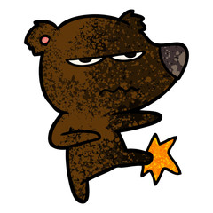 angry bear cartoon kicking
