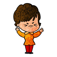 cartoon frustrated woman