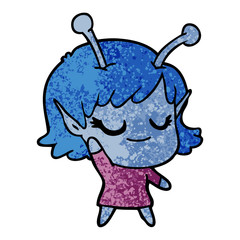 smiling alien girl cartoon