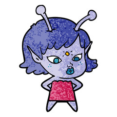 pretty cartoon alien girl