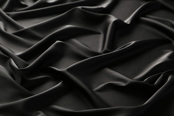 Background of black satin fabric