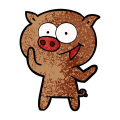 cheerful pig cartoon
