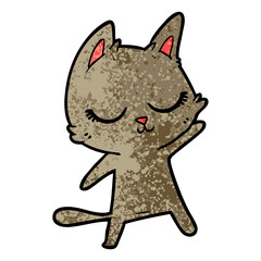 calm cartoon cat waving