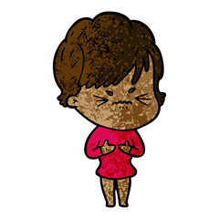 cartoon frustrated woman