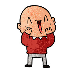 happy cartoon bald man